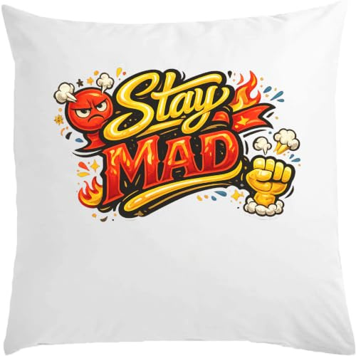 Djärv meddelande att bli arg vit kudde 40 x 40 cm med fyllmedel vit