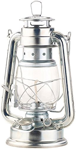 Lampe-tempête rétro à pétrole 24 cm Anika - aspect zinc [Lunartec]
