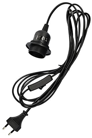 kwmobile E27 Lampenfassung mit Schalter - E 27 Fassung Schwarz mit 3,5m Netzkabel Schraubring Schalter - Lampenaufhängung Pendelleuchte Hängeleuchte
