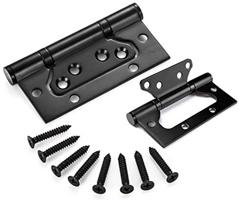 Pack-of-2 4in Invisible Door Hinges Stainless Steel Butterfly Groove-Free Flush Hinges Anti-Rust and Mute Bearings-Black