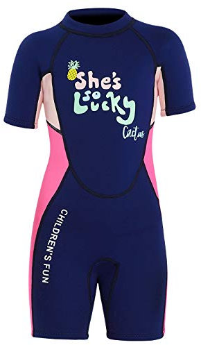 DIVE & SAIL Combinaison shorty en néoprène UPF 50+ à manches courtes pour enfant Rose