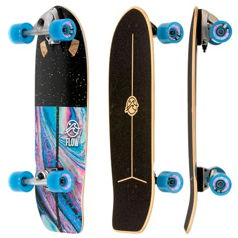 Flow Surf Skates Cruiser - 29x10 7-Ply North American Maple Deck, Carving Truck, Fully Assembled, Supports up to 275 lbs for Surf-Like Carving
