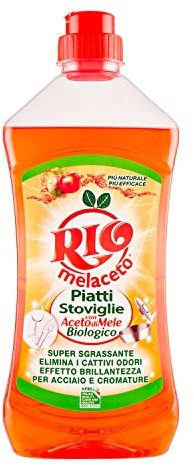Rio Melaceto - Detergente líquido para platos y vajillas de 1 litro - Con vinagre de manzana orgánico - Desengrasa con fondo y elimina los malos olores