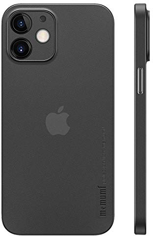 memumi-Skal för iPhone 12 (Two camera holes), Tjocklek 0,3 mm, Slim Fit, Matt yta [Stötbeständigt, Halkskydd, Anti-rep] Skyddskåpa Extra Tunn för iPhone 12 6.1 (Trans-Svart 2020)