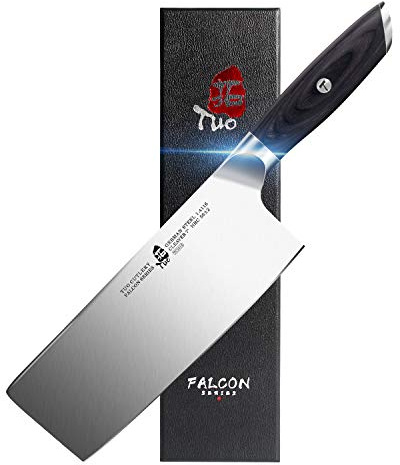 TUO Meat Cleaver Knife, 7 Inch Chopping Knife for Poultry & Vegetable, High Carbon German Stainless Steel, Ergonomic Pakkwood Handle with Gift Box - Falcon Series