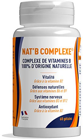 NAT’B Complexe - Vitamines B Naturelles - Complément Alimentaire Végétal - 60 Gélules - Cure de 30 Jours