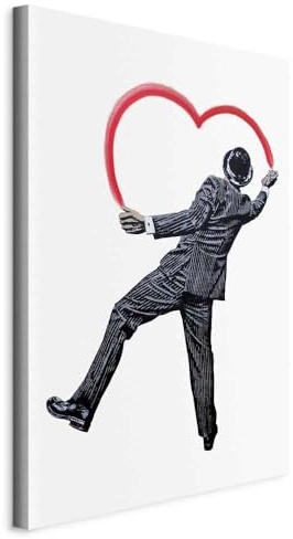 murando - Akustikbild Banksy Herz Spraye Bilder Akustikschaum Hochleistungsschallabsorber Schallschutz Leinwand 1 tlg Wandbild Raumakustik Schalldämmung Herr Mann Liebe Heart
