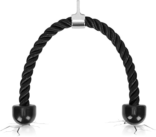 jiuzcare Trizepsseil 70cm Pull Down Training Trizeps Trizepsseils Tau Nylon Fitness Kabelzuggriff Doppelgriff Workout Triceps Rope Body Equipment Tool zum Herunterziehen Zubehör Kraftstation