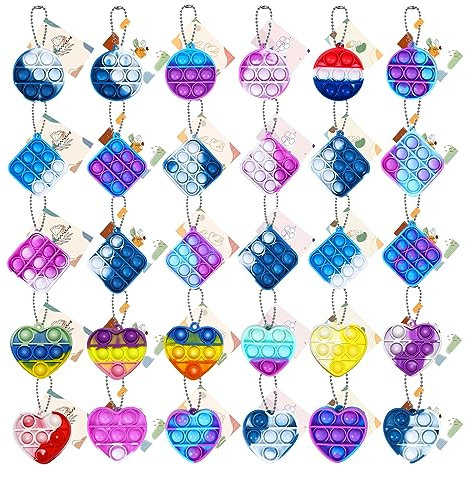 Dora Sicom 30 piezas pop it Mini de silicona Juguetes Mini de goma , Squeeze Bubble Juguete de mano para niños，30 juguetes para tarjetas de felicitación para niños