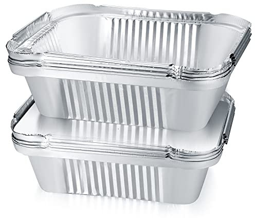 YiPHomn 30 Stück Grill Aluschalen, Alu Grillschalen, Alu Tropfschalen, Auflaufform mit Deckel, Aluminiumfolie Schalen Behälter für Backen, Braten, Kochen - 600ml