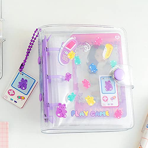 runrayay Lila Bär Mini-Fotoalbum, 3 Zoll Fotokarten-Sammelbuch, Clear Picture Storage Book Sleeves Foto-Kartenhalter für Kamera Kawaii Foto Hochzeit Geburtstag Erinnerung Geschenk, 40 Taschen