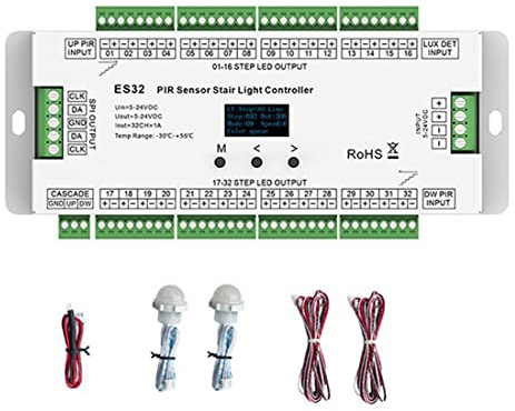 Whisverse 32CH ES32 PIR Sensor Stair Light Controller Human Body Infrared Inductive Switch Stair Lamp Control for Single Color