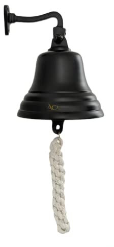 Assorted Collections Barzubehör für Zuhause, Kneipen-Handglocke – Wandmontierte Barbell, nautische Dekoration – Schwarze Glocke mit lautem Klang, ideal für Weihnachten, Empfänge, Kneipen, 20,3 cm