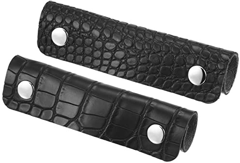 PATIKIL Equipaje Manija Envoltura, 2 Paquete Irregular Patrón PU Bolso Agarre Cubierta Protector Identificador con Cierre para Maleta Supermercado Compras Bolsa, Negro