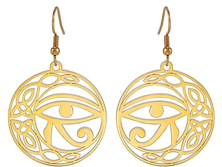 Keltischer Knoten Auge des Horus Ohrringe Ankh Kreuz Ägyptische Göttin Isis Halbmond Allah Rund Doppelflügel Schmuck Amulett Religiös für Frauen