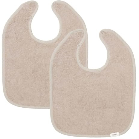 Koeka Zweierpack Lätzchen - Für Jungen Und Mädchen - 2Er Set Baby Lätzchen - Extrem Saugfähig - Verstellbar - Dijon - Bio-Baumwolle - Taupe - Einheitsgröße