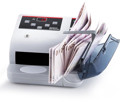 Bonvoisin Geldzählmaschine Tragbarer, Geldzähler mit MG/UV/WM-Fälschungserkennung, 600 Stück/Minute Banknotenzähler (Unterstützt nur Zählen, Manuelle Banknotenüberprüfung)