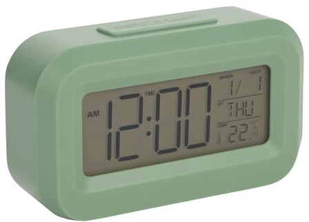 Hometime Compact Travel LED Clock Lightweight, Digital Display, Alarm Function, Battery Operated - Ideal for Travel and Everyday Use (Green)