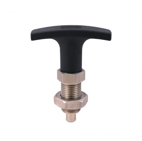 KINETIK MSystem - KM.RB-T Rastbolzen mit T-Griff Kontermutter DIN 439 Edelstahl Arretierbolzen, Federbolzen Dimension M12 x 1.5 mm