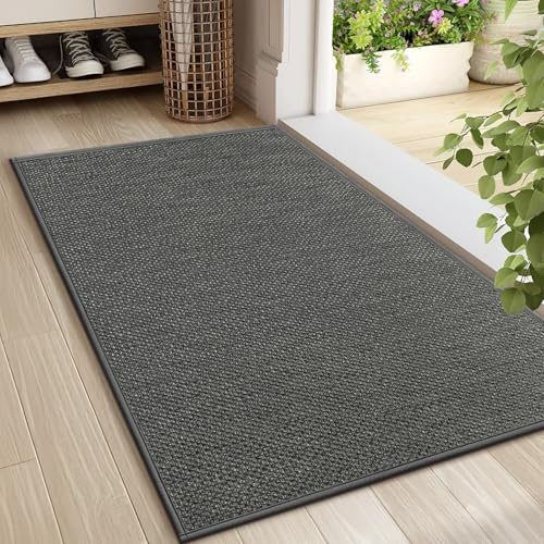 LEKEEPGO Door Mat 24x36, Non Slip Door Mat Indoor Entrance, Rubber Backing Front Indoor Door mats Washable Absorbent Doormat Low-Profile Entryway Entry Resist Dirt Inside Door Mats, Grey