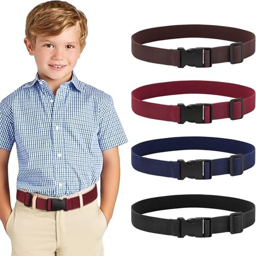 Coubeau Elastischer Kindergürtel-schwarze Kunststoffschnalle Kein Loch Verstellbares Elastisches Design Golf-Sportgürtel Geeignet für Jungen und Mädchen (3–10 Jahre alt)