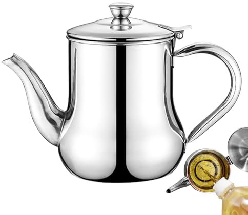 Oliatore in acciaio inox con filtro, dispenser di olio con filtro rimovibile, bollitore per teiera, separatore di olio, barattolo per conservare il grasso per di casa