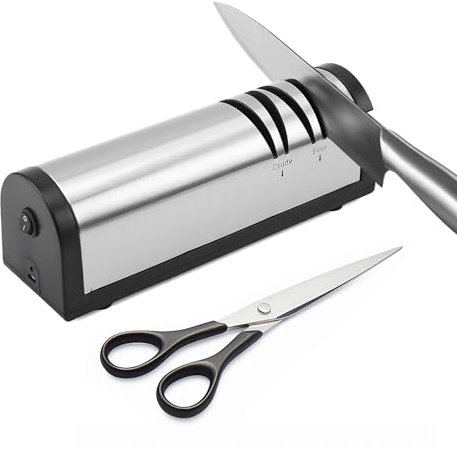aichilra Electric Knife Sharpener, Rechargeable Stainless Steel Knife Sharpening System with 2-Stages Sharpening & Polishing for Rough Sharpening, Repair and Sharpening of Knives