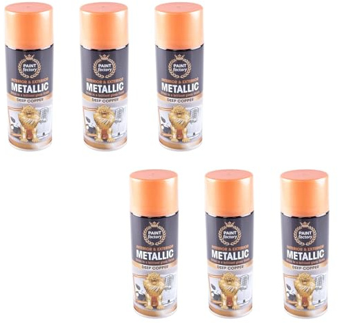 DIOXSTAR Metallic Deep Copper Spray Paint, Quick Drying, High Gloss Finish, Interior And Exterior Decoration, Multipurpose Use, Metallic Effect To Your Craft & Art Work, 400ml (6 PCS)
