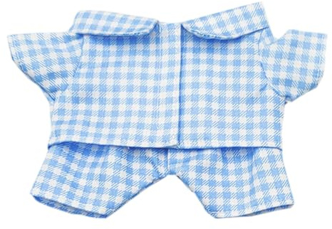 niannyyhouse 10 cm, 15 cm, 20 cm, Plüschpuppe, Kleidung, Hemd, Hose, mehrfarbig, kariert, Pyjama-Set, Puppe, Dressup (Blau, 20 cm)