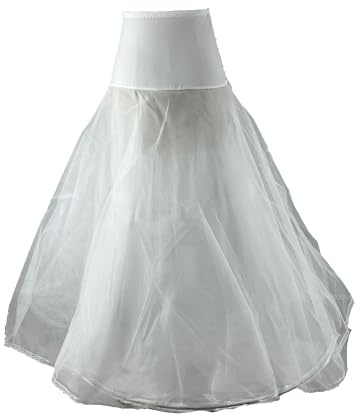 RULTA Damen weiß Reifrock Petticoat elastische Single Loop Spitze Rand Unterrock elastische Taille geeignet für Ballkleider, Hochzeitskleider, Partys und Tänze