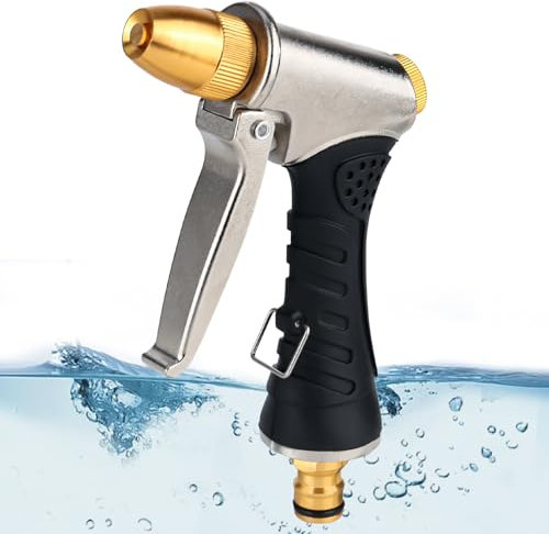 Gartenbrause,Metall Hochdruck Garten Handbrause,3 Funktionen Spritzdüse, Einstellbarer Wasserdurchfluss Garten Spritzpistolen Bewässerungspistole für Gartenbewässerung, Autowäsche, Haustierdusche