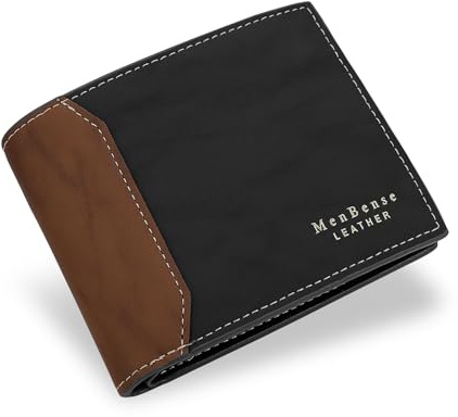 WisePoint Portefeuille Homme, Porte Monnaie en Cuir PU Porte Carte Homme avec 6 Emplacements pour Cartes, Portefeuille per Shopping, Affaires, Voyage (Noir)