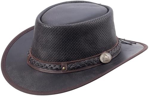 SCIPPIS Springbrook Air – Unisex Lederhut, knautschbar, atmungsaktiv mit Luftzirkulation – Perfekt für Outdoor & Reisen