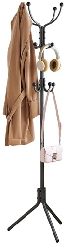 FAVOOSTY Appendiabiti con 12 ganci, Stand Appendiabiti in piedi, Coat Rack, Appendiabiti per soggiorno, camera da letto (nero)