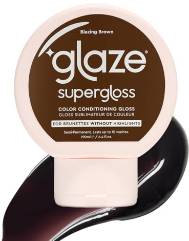 Glaze Supergloss Color Conditioning Gloss – Hydrating Semi-Permanent Colour Hair Gloss & Shine Boost – For Natural Medium to Dark Brown Hair – 190ml - Blazing Brown