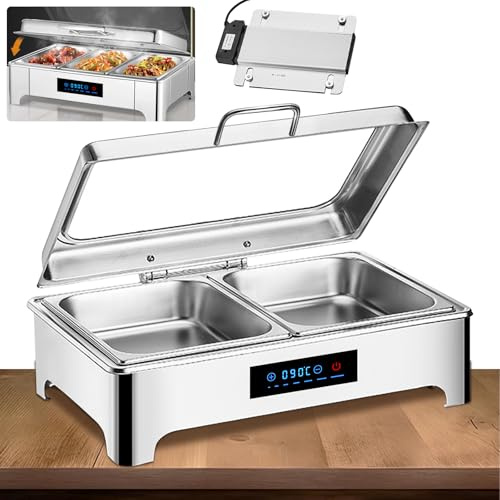 YAOYAOO Chafing Dish Electrique, 9L Professionnels Chafing Dish Buffet Chauffant, Acier Inoxydable Chauffe Plat Buffet Électrique, Marmite Chauffante Buffet Electrique pour Hôtels, Rstaurants (1/2)