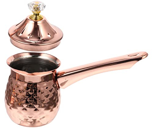 Mobestech Rose Gold Stainless Steel Turkish Coffee Pot with Ergonomic Handle Multi Function Milk Heating Saucepan for Household Use Easy to Clean and Resistant Cooking Pot