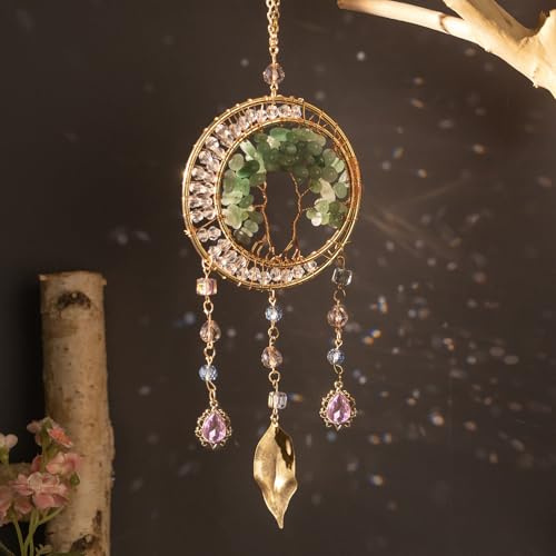 Boho Dream Catchers for Wall Hanging Decor Dream Catcher for Adults | Crystal Tree of Life Dreamcatcher for Car Charm Bedroom Decoration