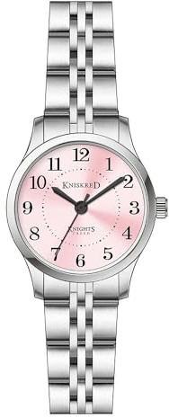 KNISKRED Montre Facile à Lire pour Femmes avec Bande en Acier Inoxydable Solide Montre à Robe pour Dames Resistante à l'eau (Argent Rose)