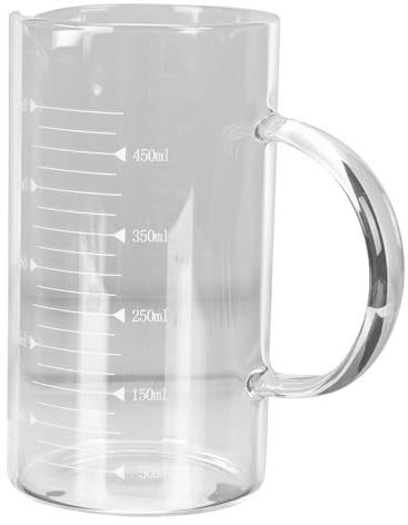 MOTHNUR Vaso Medidor de Vidrio Resistente al Calor 500 Ml sin Tapa Escala Transparente para Leche y Agua Recipiente Reutilizable para Cocina y Almacenamiento Doméstico