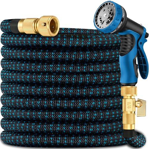 200 ft Expandable Garden Hose Pipe - Heavy Duty Expanding Water Hoses with 10 Spray Nozzle -Retractable,Flexible,Never Kink & Tangle Car Washing Expanding Garden Hose Pipe for Yard, Outdoor