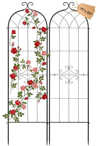 VEVOR Treillis de Jardin Métal 52,5x180 cm Support de Plante Grimpante Lot de 2 Treillis pour Rosiers, Tomates, Concombres, Fleurs Légumes Grimpants, avec Revêtement en Poudre, Système de Verrouillage