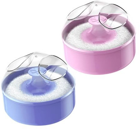LALAFINA Babypuder Applikator 2 Stück Packung mit Aufbewahrungsbox Flauschige Körperpuderquaste für Sanfte Anwendung bei Empfindlicher Babyhaut für Tägliche Körperpflege