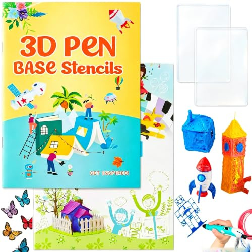 3D Druck-Zeichenbuch,105 Muster,Wiederverwendbar,Dicke Papiervorlagen Mit Zwei Transparenten Nachzeichnungsplatte Für 3D Stift Diy Kreativ Geschenk