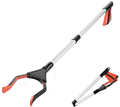 MYCreator 32 Grabber Reacher, Foldable Pick Up Long Arm Reacher Picker Upper Grabber Reaching Assist Tool for Trash Pick Up, Litter Picker, Garden Nabber, Arm Extension (Red)