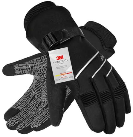 BIKINGMOREOK Winterhandschuhe Wasserdicht -30°F 3M Thinsulate Skihandschuhe Warme Touchscreen Handschuhe,Winddicht Fahrradhandschuhe Herren Damen-Schwarz-M