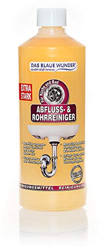 Das Blaue Wunder Abfluss- & Rohrreiniger 1000 ml, Extra stark, löst Speisereste, Öle, Haare & Fette - Rohrreiniger für Spülbecken, Waschbecken, Dusche, Siphon, Badewanne, Bad und Küche, Abflussfrei