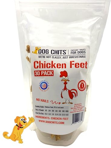 Dog Chits Chicken Feet for Dogs - Dog and Puppy Chews | All-Natural Treats | Large and Small Breeds | Nothing Added | Dehydrated | 30 Pack