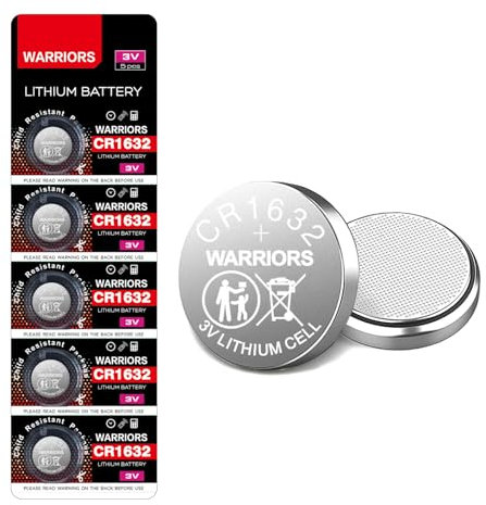Warriors 5X 1632 CR1632 Coin Button Cell 3V 3 Volt Lithium Batteries Battery 5X Child Resistance Safety Package Retail Pack