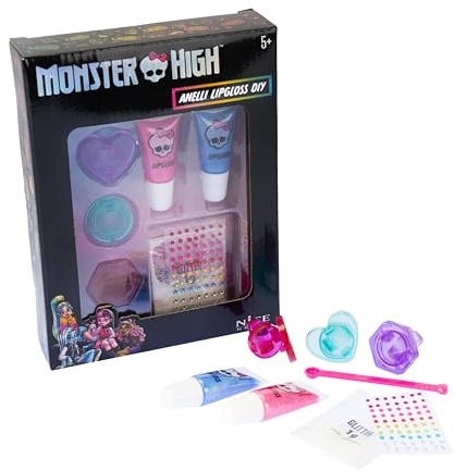 Nice Group Monster High Lipgloss Ringe zum Selbermachen, Lipgloss-Ringe für Kinder mit 3D-Effekt-Aufkleber